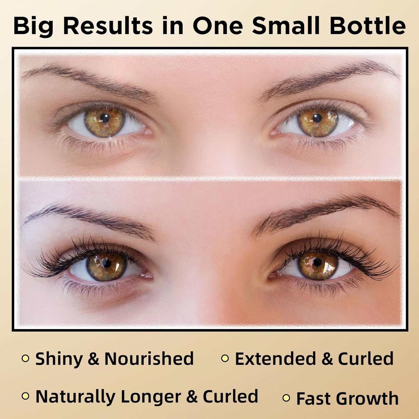 Eyelash Growth Serum & Eyebrow Growth Serum – 15 Plant Extracts with Biotin for Longer, Fuller, Thicker Lashes, Natural Vegan Gentle Nourishing Lash Enhancer (Gold Black)