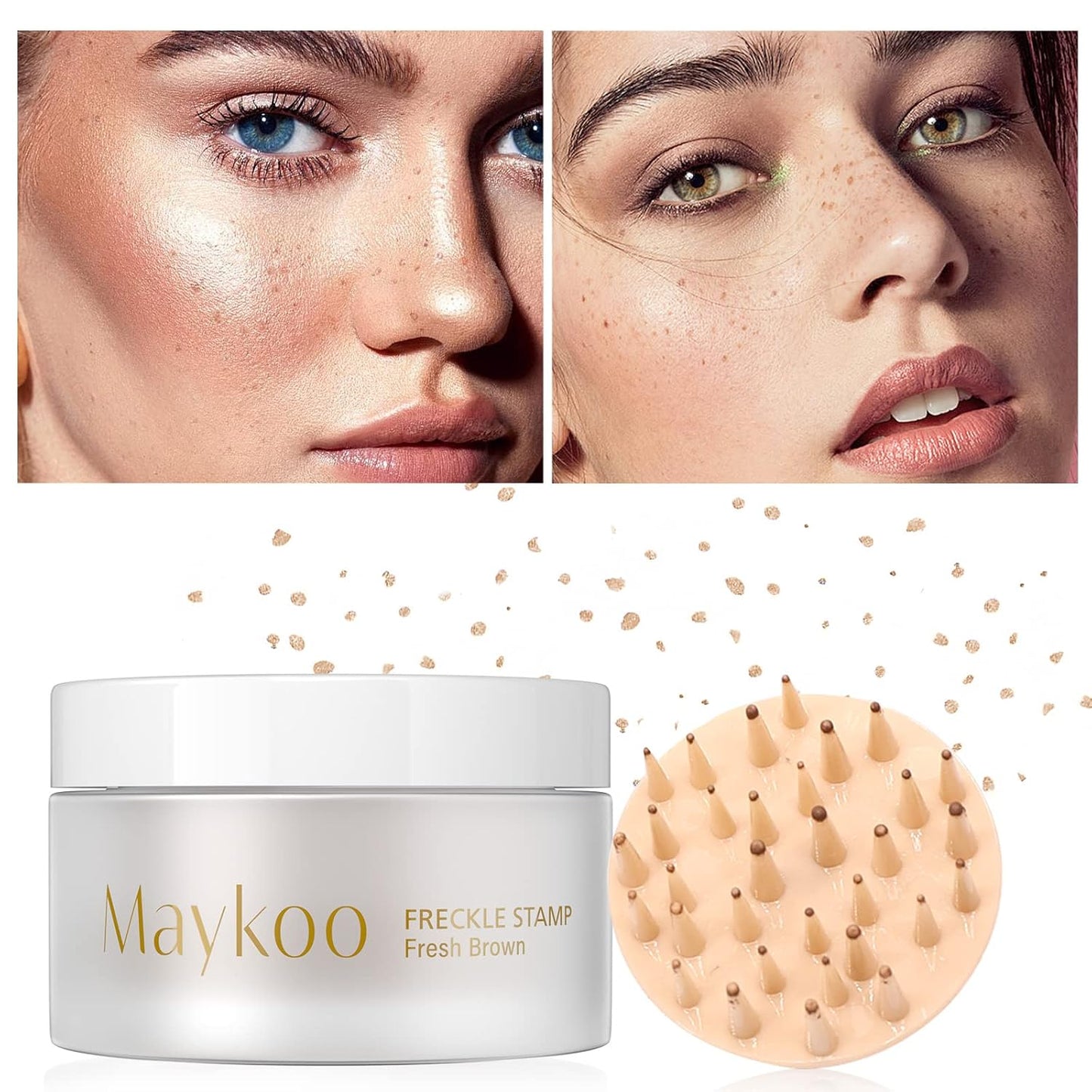 Freckle Cushion Natural Like Freckle Makeup Fake Freckles Pen Waterproof Long Lasting Quick Dry, Get Sun-kissed Stars Makeup Freckle in One Press, Fresh Brown, 15g