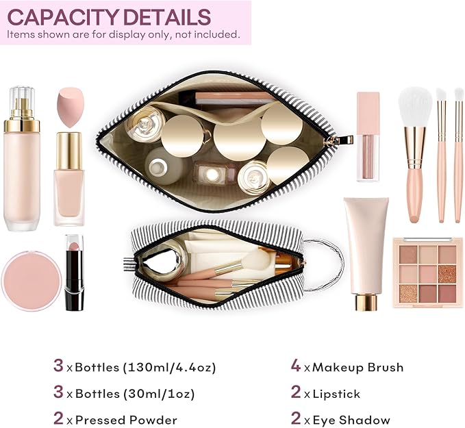 2 PCS Initial Makeup Bags for Women: Cosmetic Bag for Travel Toiletry - Birthday Gifts for 11 12 13 14 15 16 17 18 Years Old Girl Graduation Teacher Gift- Teen Girl Gifts Trendy Stuff - Black K