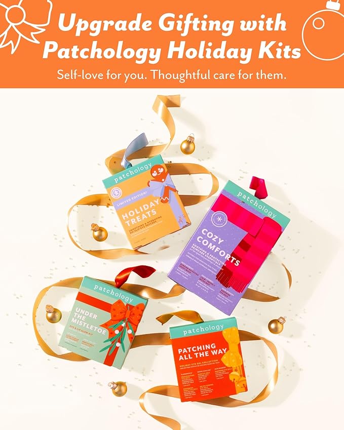 Patchology Patching All The Way Gift Set – Hydrating Under Eye Masks with Collagen, Retinol, Hyaluronic Acid – Christmas Gift & Beauty Stocking Stuffer for Puffy Eyes 5-Pair Sampler (Limited Edition)