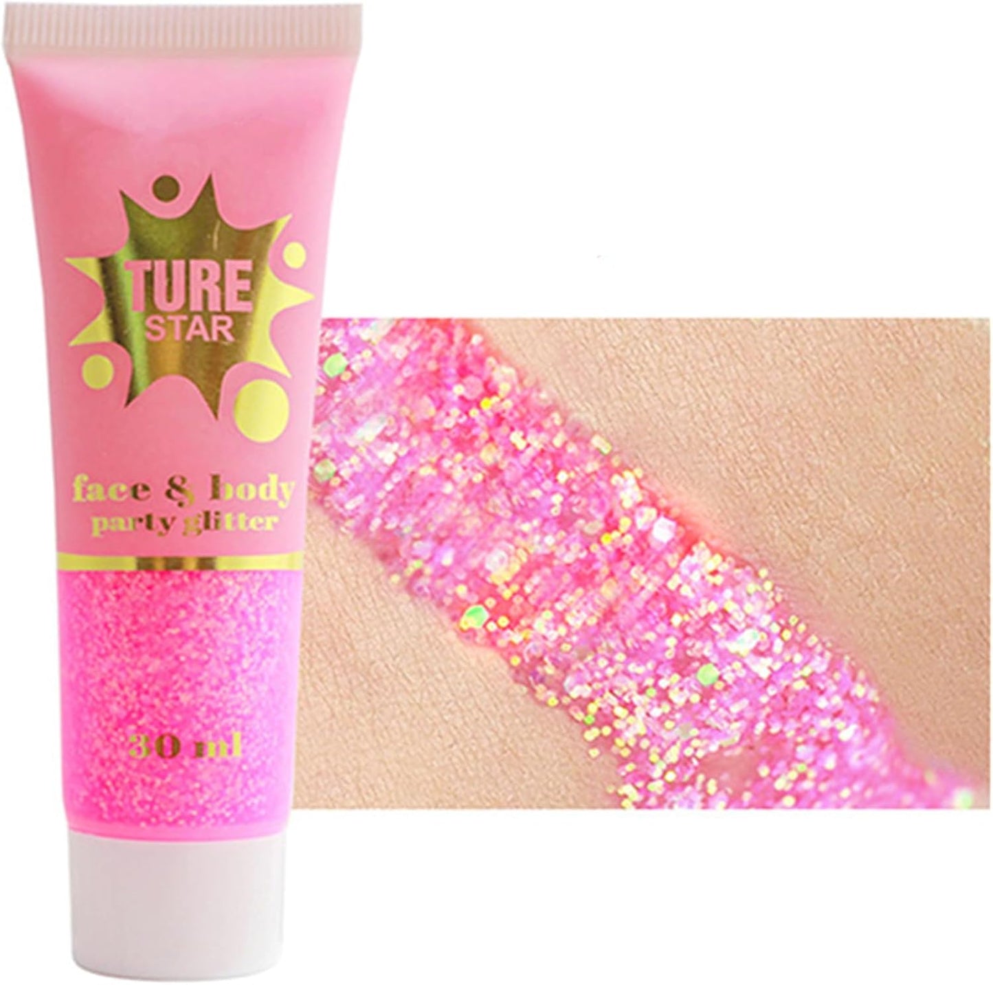 Go Ho Chameleon Rose Pink Body Glitter Gel,Color Changing Rose Pink Face Glitter,Holographic Fine Chunky Sequins Glitters,Reflective Sparkly Festival Rave Accessories