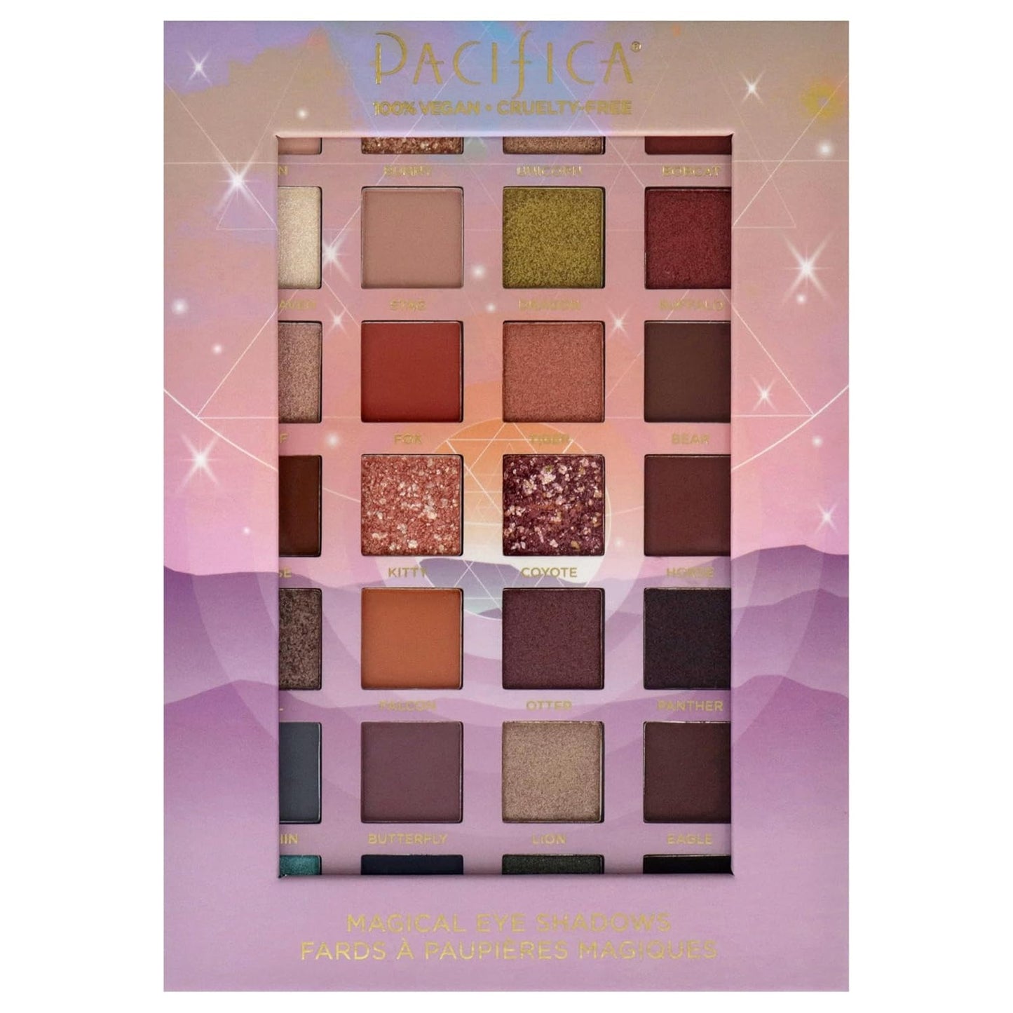 Pacifica Eyeshadow Palette – Animal Magic with Colorful Blendable Shades, Highly Pigmented Mineral Eyeshadow, Talc-Free, Vegan & Cruelty-Free, 0.89 oz (28 Shades)