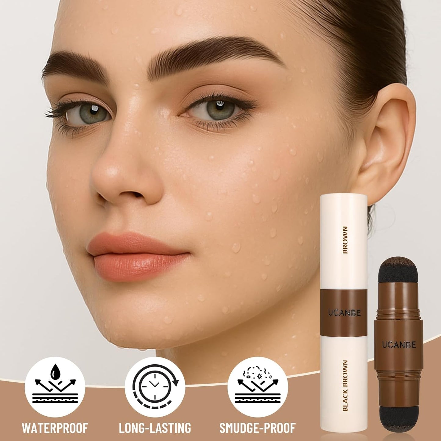 UCANBE 25PCS Eyebrow Stamp Stencil Kit With Dual-Color Eyebrow Stamp Pomade,20 Reusable Eyebrow Stencils,Finising Powder,Brush,Eyebrow Razor,Zipper Pouch,Waterproof Eye Brow Stamping and Shaping Kit05