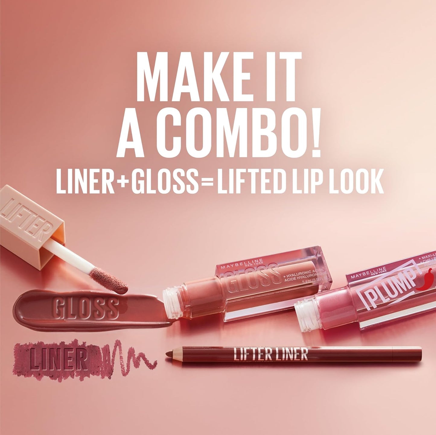 Maybelline Lifter Gloss, Hydrating Lip Gloss with Hyaluronic Acid, High Shine for Plumper Looking Lips, Petal, Warm Pink Neutral, 0.18 Ounce