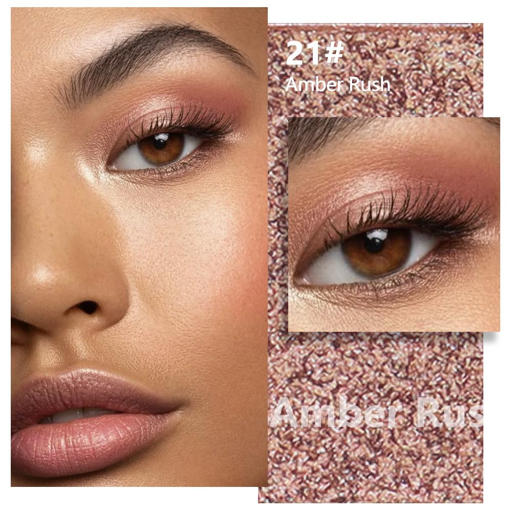 Brown Shimmer Single Eyeshadow Makeup Palette, Natural Brown Single Eye Shades, Mini Travel Palette for Women, Everyday Eyeshadows Makeup 21#