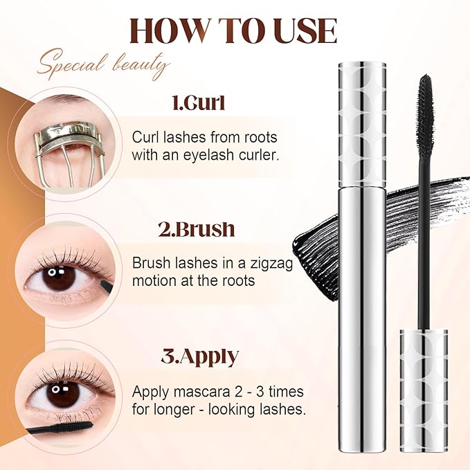 Mascara for Older Women 60 Plus, 2026 New Mascara Volume and Length for Mature Women with Thinning Lashes, Waterproof Non Clumping Long Wear for Eyelash Makeup (Black)