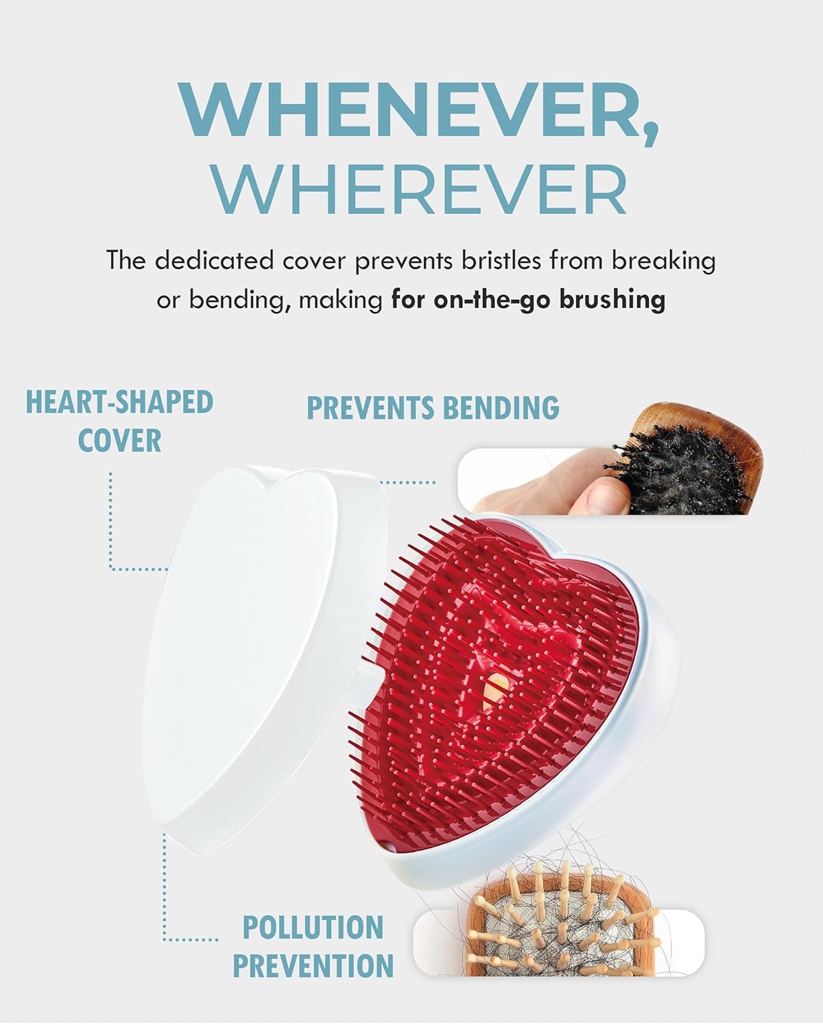 ReFa Heart Brush AURORA WHITE | Heart Shaped Hair Brush for Women | No Tangle Hair Brush | Small Hair Brush for Thick Hair | Hair Detangler Hair Brush Travel Hair Brush