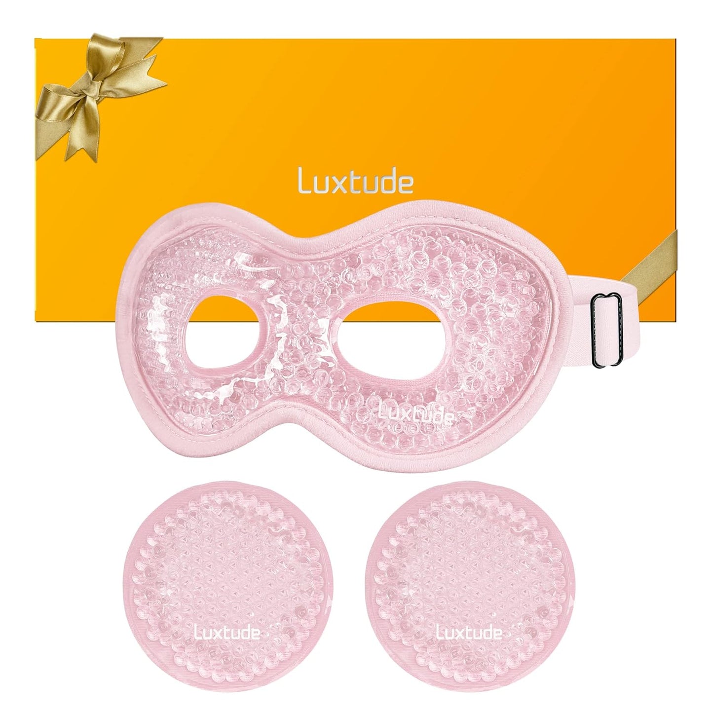 Luxtude Gel Eye Mask Cooling Eye Masks for Dry Eyes, Hot Cold Eye Ice Pack Reusable Cold Eye Mask, Frozen Cold Eye Compress for Puffiness/Dark Circles/Headaches/Eye Bags/Pain Relief (Pink)