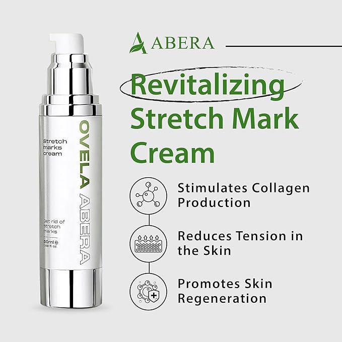 Abera Ovela Maternity Stretch Mark Cream with Eye Mask for Pregnancy and Weight Fluctuations, Stretch Mark Treatment Pregnancy Must Haves, Deep Stretch Mark Removal, All Skin Types, 1.69 fl oz
