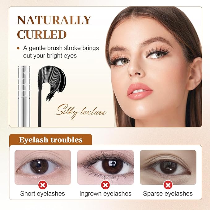 Mascara for Older Women 60 Plus, 2026 New Mascara Volume and Length for Mature Women with Thinning Lashes, Non Clumping Waterproof Long Wear (Black)