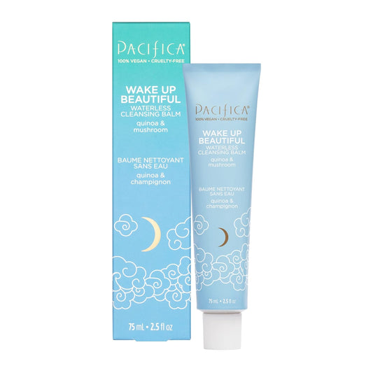 Pacifica Wake Up Beautiful Cleansing Balm & Makeup Remover - 2-in-1 Waterless Face Cleanser for Dry & Sensitive Skin, Hydrating No-Rinse Balm Dissolves Stubborn Makeup, 2.5oz