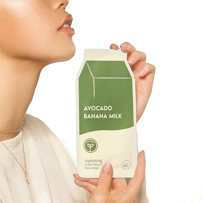 ESW Beauty Avocado Banana Milk - Hydrating Plant-Based Milk Face Mask - Moisturizing with Avocado & Banana for Dry, Sensitive & Combination Skin - Deep Hydration & Suppleness