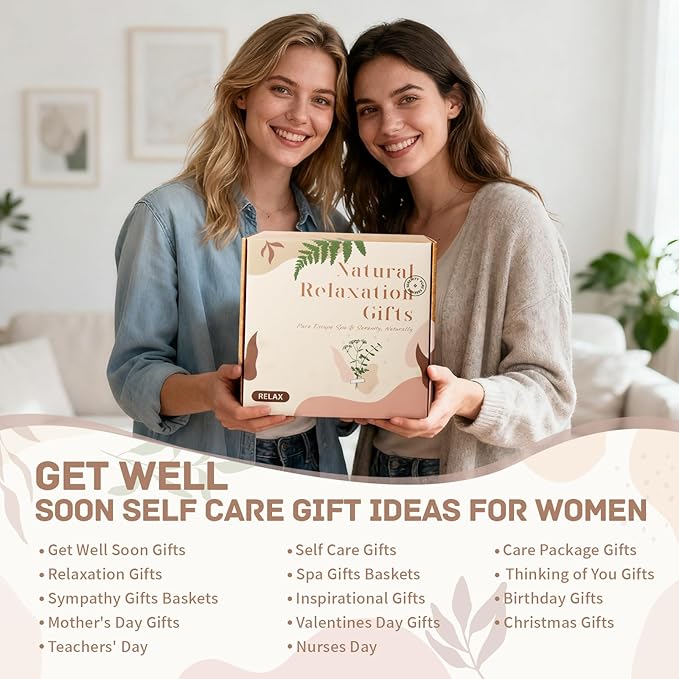 Get Well Soon Gifts Baskets for Women - Self Care Spa Care Package w/Blanket, After Surgery Inspirational Thinking of You Sympathy Gift, Relaxing Birthday Relaxation Basket for Mom Wife Her