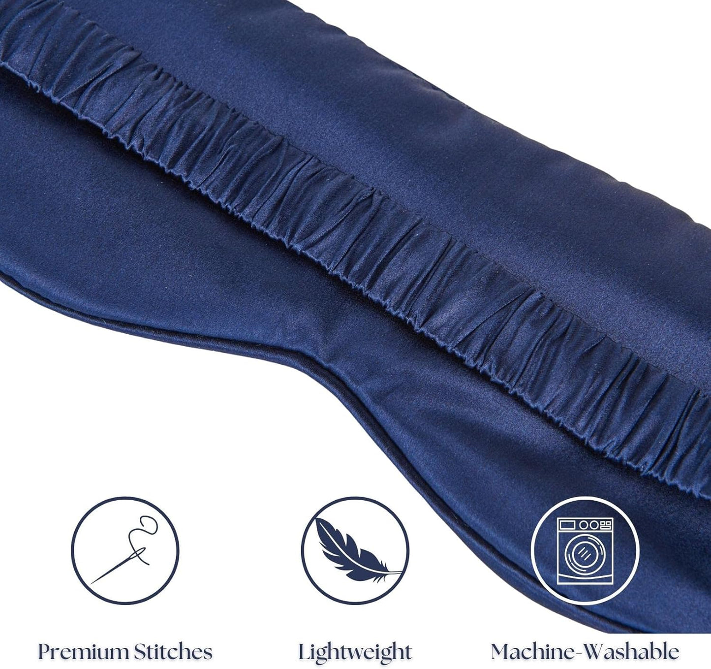 Silk Sleep Mask - 100% Pure 22 Momme Mulberry Silk Eye Sleeping Mask for Women and Men - Blackout Eye Mask for Sleeping (Navy Blue)