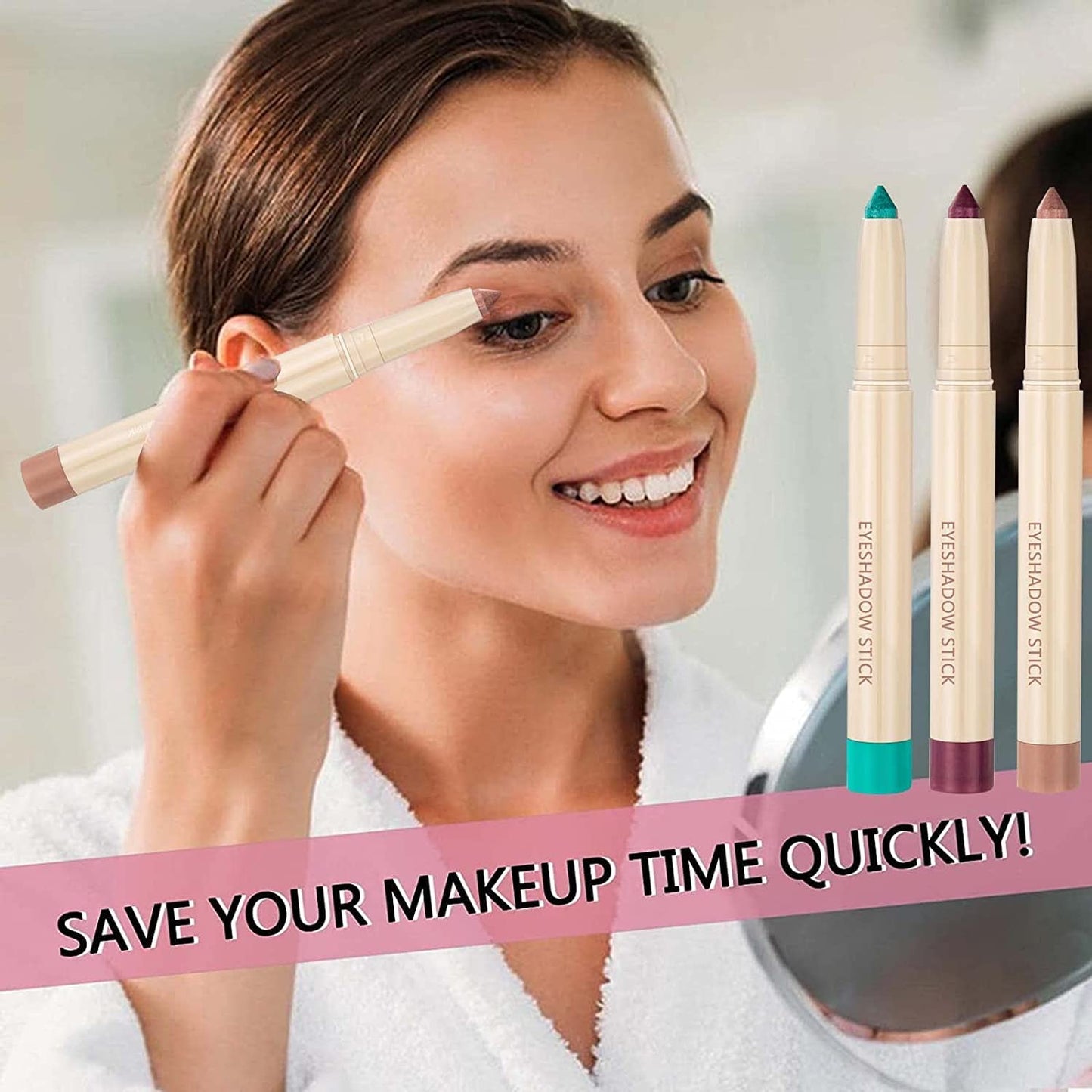 Rose Gold Eyeshadow Stick, Smooth Cream Shimmer Eyeshadow Pencil, Waterproof Long Lasting High Pigmented Hypoallergenic Eye Shadow Highlighter Stick Create Multi-Dimension Eyes Look(15# Rose Gold)