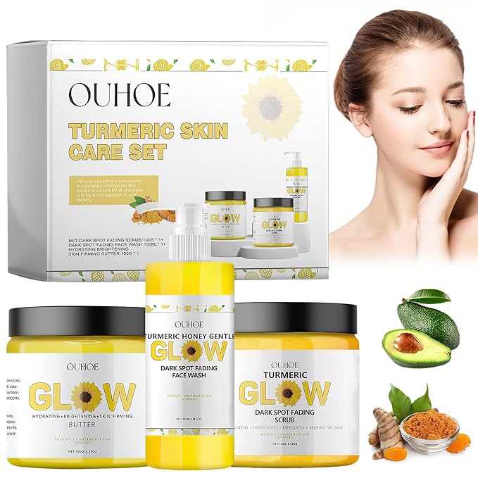 Glow Combo Skincare Set,3 In 1 Turmeric Combo Skincare Set，Turmeric Glow Butter, Skincare Gift Set For All Skin Type (1 Set)