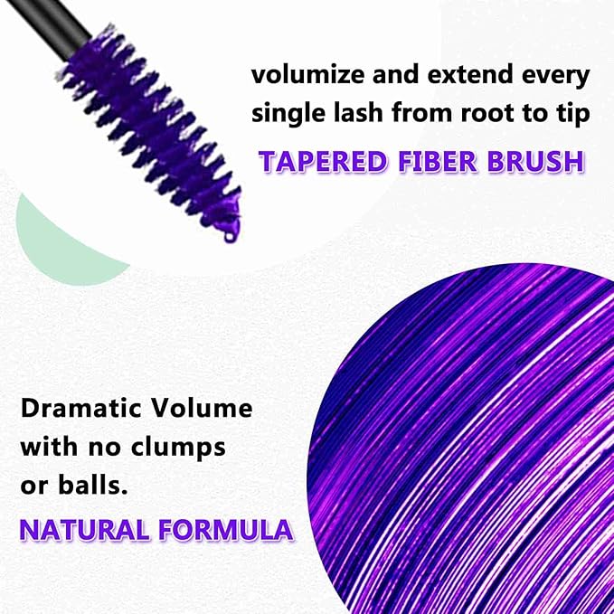 Purple Mascara For Eyelashes Waterproof Volume Length Voluminous Natural Hypoallergenic Colored Volumizing Lengthening Curling Defining Halloween Party Stage Use