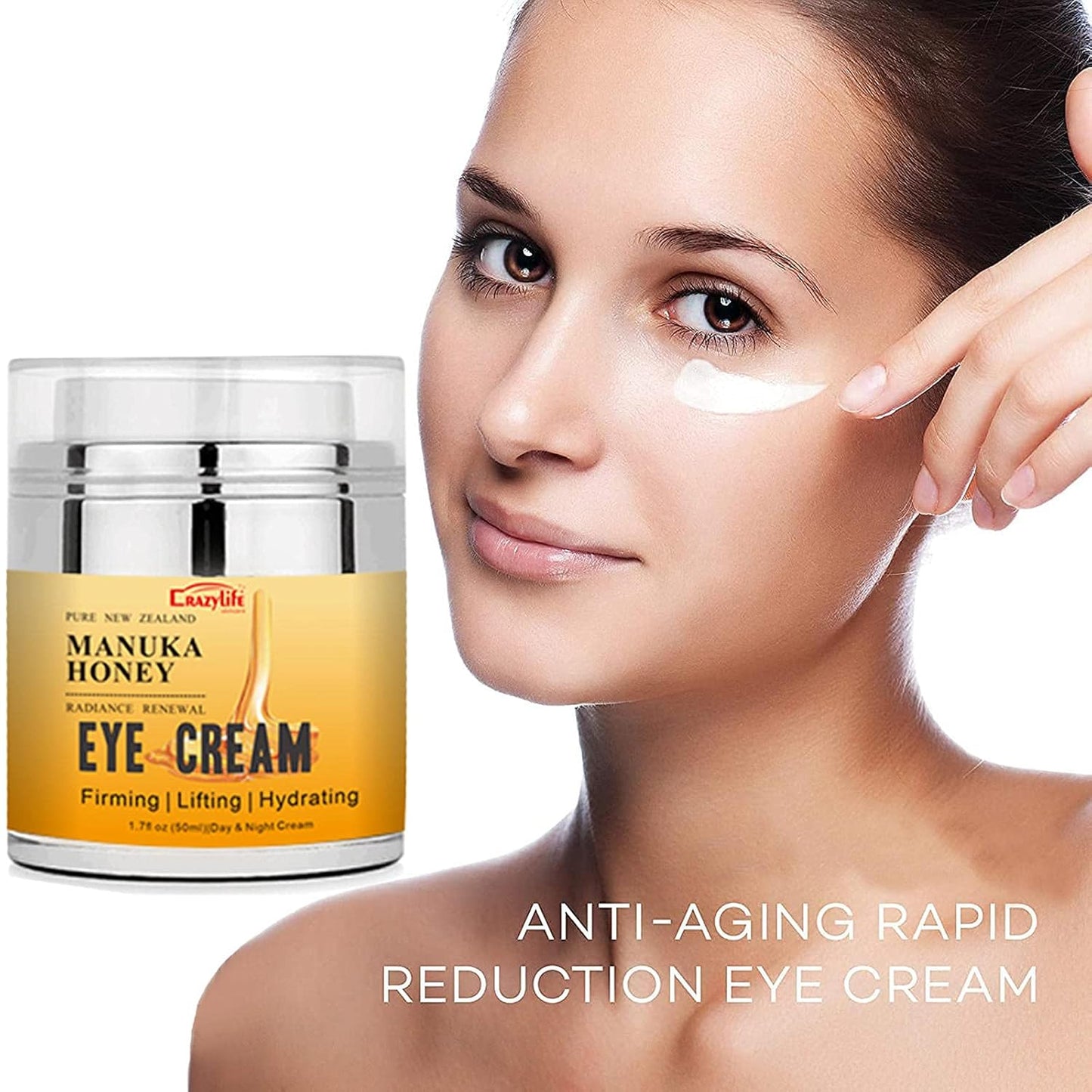 Manuka Honey Eye Cream for Dark Circles and Puffiness, Under Eye Cream, Anti Aging Eye Cream, Improve the look of Fine Lines and Wrinkles, Retinol and Aloe Vera Natural Relief