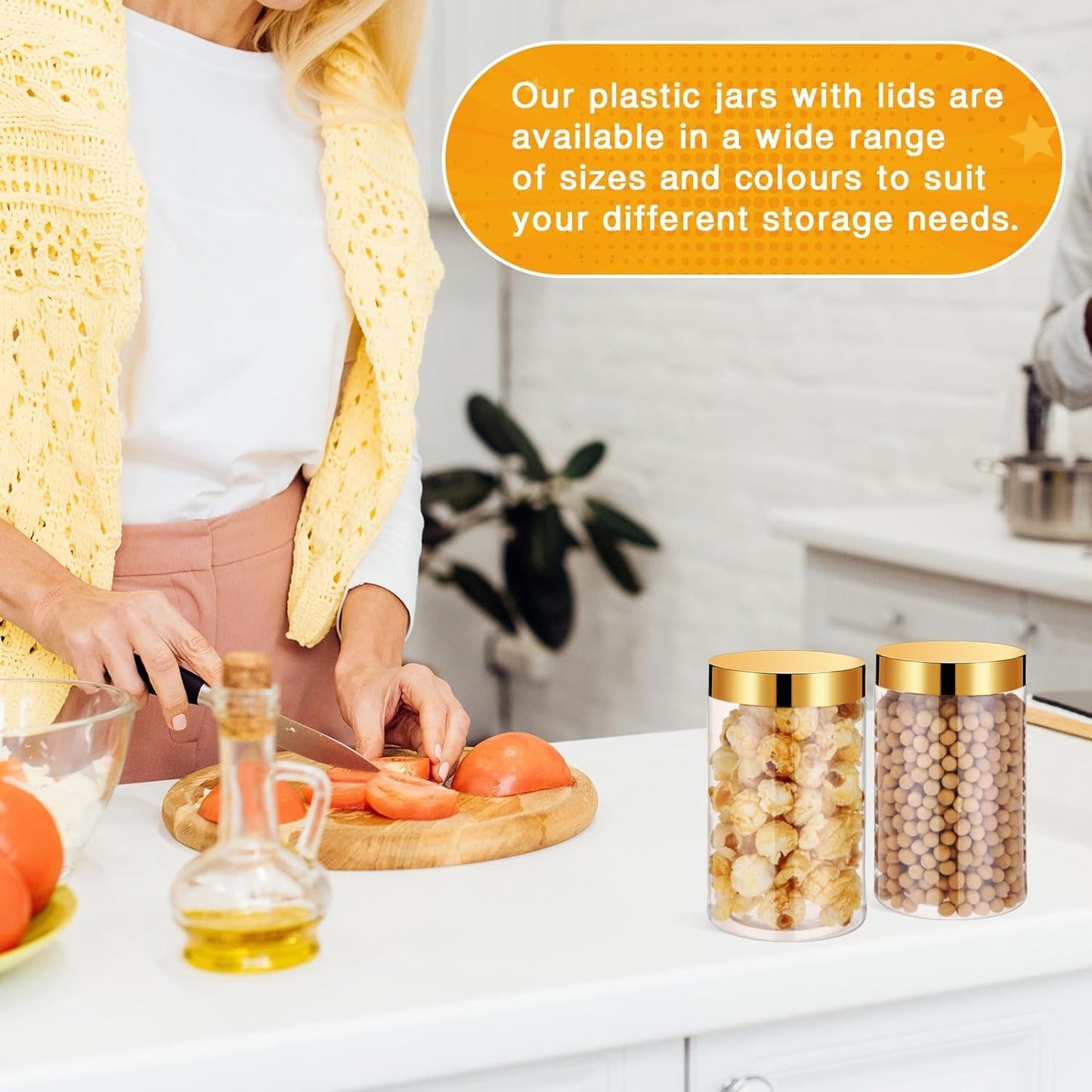 Patelai 4 Pieces Round Wide-mouth Leak Proof Plastic Container Jars with Lids for Travel Storage Makeup Beauty Products Face Creams Oils Salves Ointments DIY Making(12 Ounce,Gold)