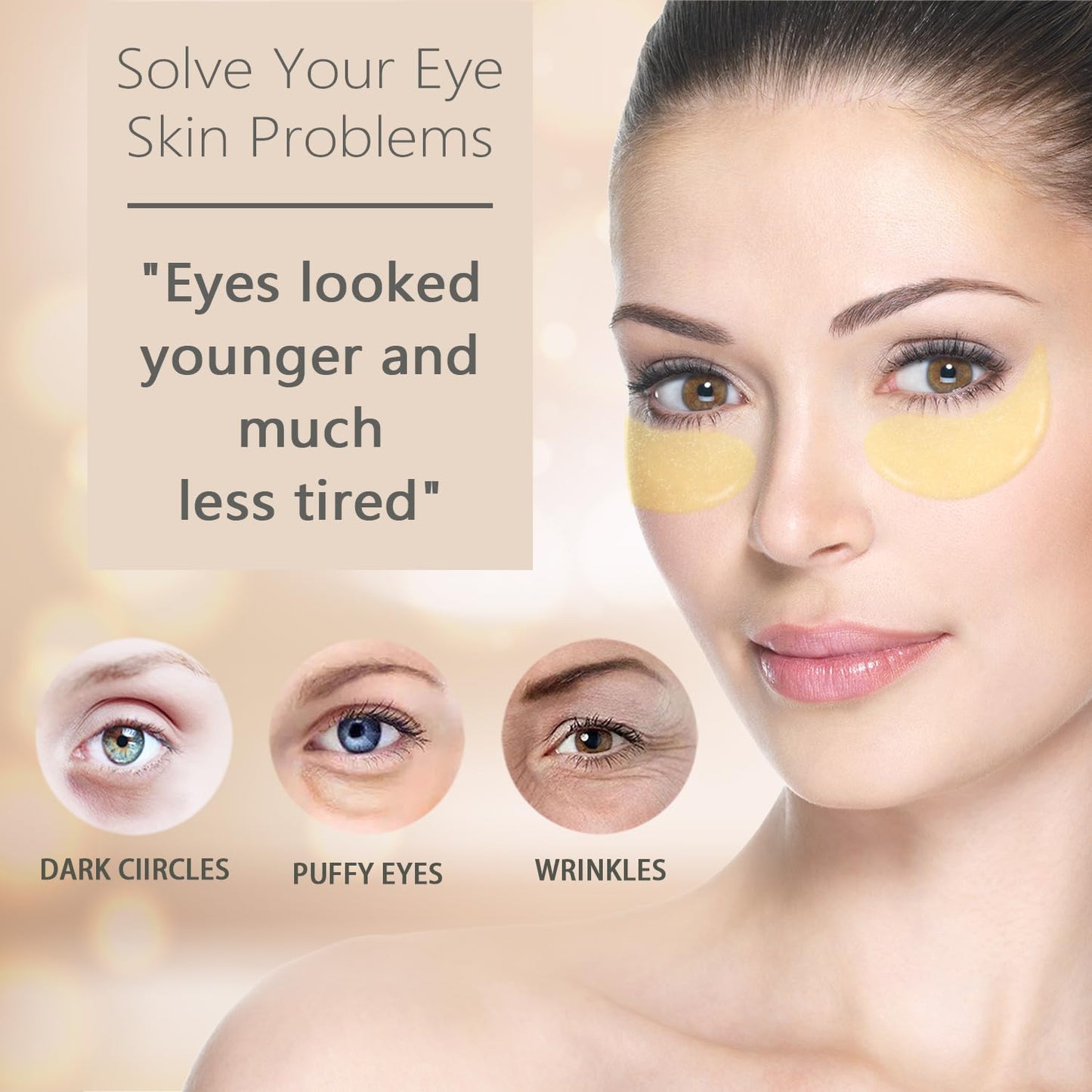 Under Eye Masks (24K Gold) for Puffy Eyes & Dark Circles Treatments-30Pair Under Eye Patches for Hydrating and Moisturizing and Smooth Wrinkles,Improve and Firm Eye Skin