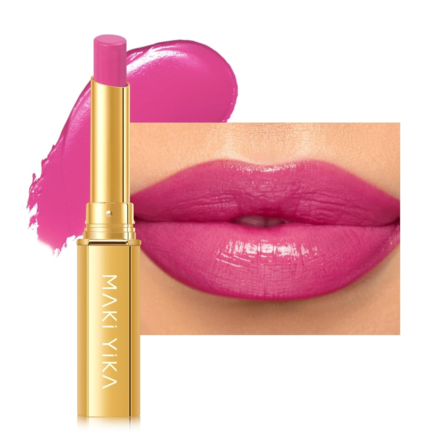 MAKI YIKA Hot Pink Lipstick for Women Moisture Hydrate Lipsticks Glossy Pink Lipsticks Sheer Finish Lightweight Tinted Lip Balm (Z06 Rose Up)