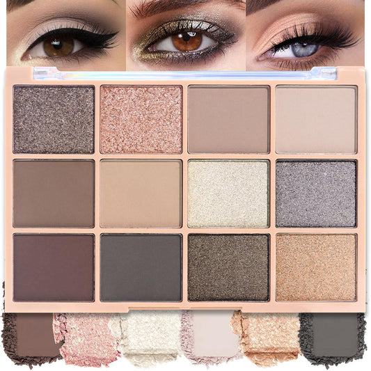 SUAKE Neutral Smokey Eye Shadow Palette,Nude Silver Gray Black Cream Eyeshadow Palette,Make Up Pallets for Women, Highly Pigmented Long Lasting Naturing-Looking
