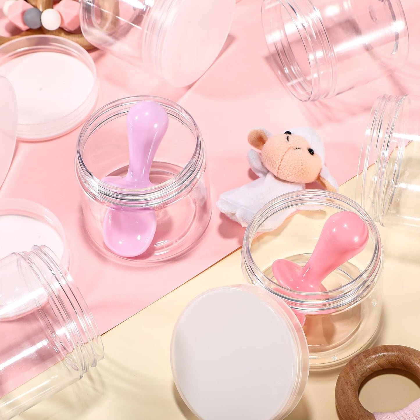 SATINIOR 36 Pieces 1 oz Plastic Jars with Lids Wide Mouth Airtight Reusable Container Acrylic Cosmetic Small Jars for Lotions Ointments Travel Toiletries Creams Make up Storage(Clear)