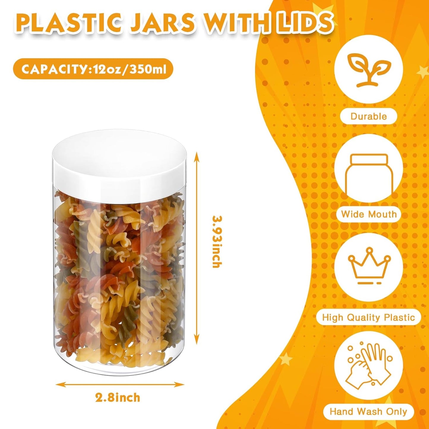 Patelai 4 Pieces Round Wide-mouth Leak Proof Plastic Container Jars with Lids for Travel Storage Makeup Beauty Products Face Creams Oils Salves Ointments DIY Making(12 Ounce,White)