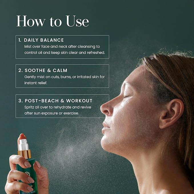 Hylunia Colloidal Silver Mist Toner 5.1 fl. oz. – Hydrating Versatile Toner for Acne-Prone Inflamed Skin | Infused with Colloidal Silver & Lavender for Glowing Skin Cuts & Burns, Body-Refresher