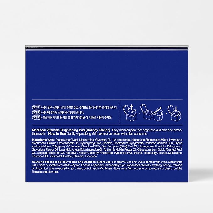 MEDIHEAL Toner Pads [Vitamide] - Radiance Boosting Pad for Clear, Illuminating Skin - Holiday Gift Edition - Contains Niacinamide & Sea Buckthorn - Vegan Stretchable Fabric Pads (100 Count)