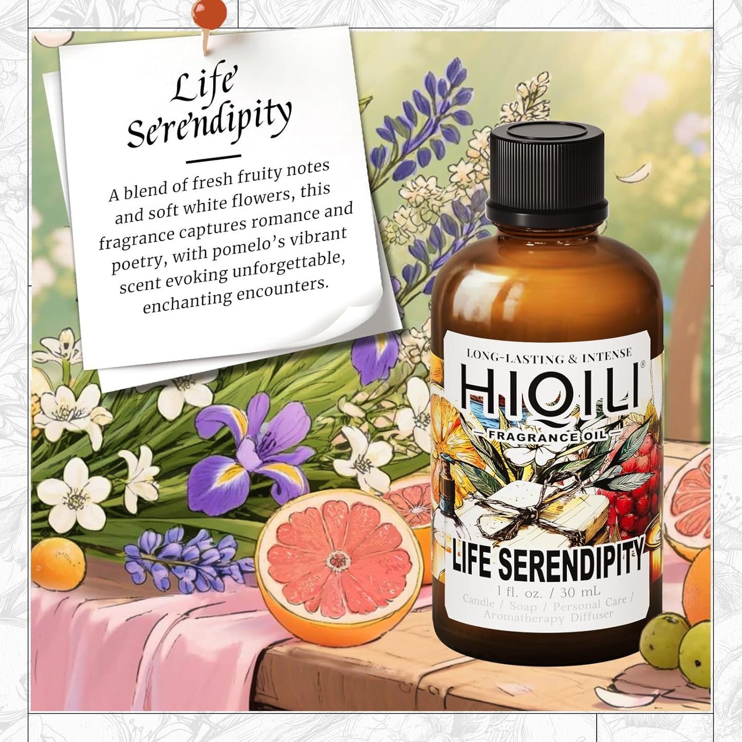 HIQILI Life Serendipity Fragrance Oil for Candle Making, Inspired by Chane. Chance, DIY Perfume, Bath Bombs, Aromatherapy, Long-Lasting Scent - 1 Fl Oz