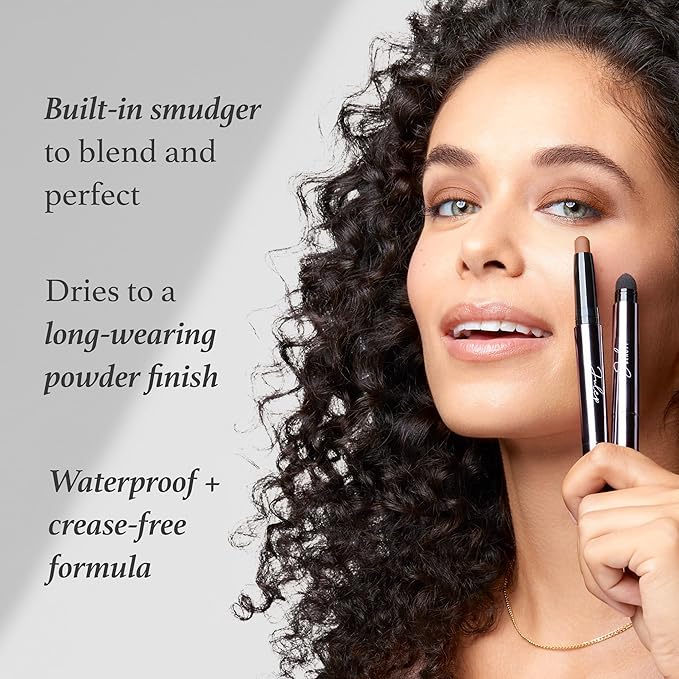 Julep Eyeshadow 101 Crème-to-Powder Waterproof Eyeshadow Stick Duo – Long-Lasting, Crease-Proof, Easy Apply with Built-in Smudger - Champagne Shimmer and Pearl Shimmer