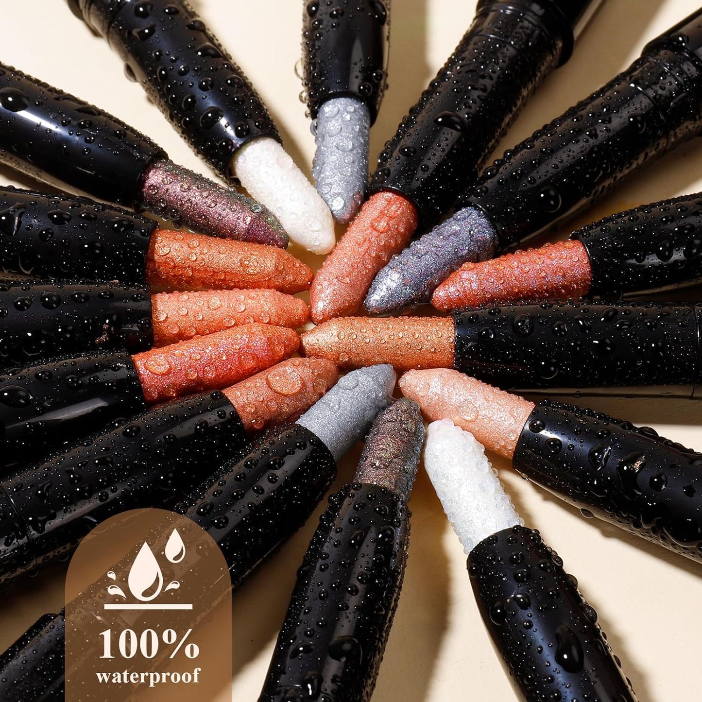 Cream Waterproof Hypoallergenic Eyeshadow Stick, long wear Metallic Glitter Matte Eye Shadow Pencil With Makeup Brush, Eye Brightener, 49 Azalea Metallic