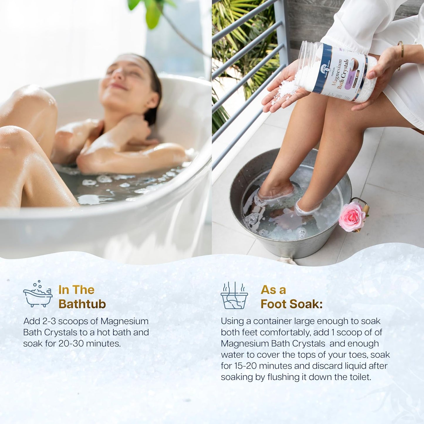 Health and Wisdom Magnesium Bath Crystals - Bath Salts with High Concentration & Enhanced Absorption for Muscle & Joint Relief - Dead Sea Sourced - Unscented - 14 lbs - Up to 113 Uses