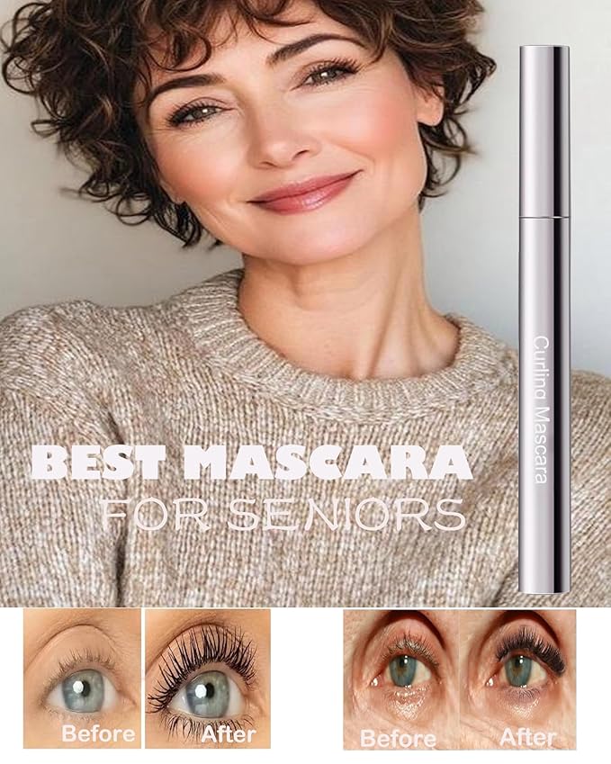 Black Mascara for Older Women 60 Plus, Waterproof Prime Volume and Length Mascara for Mature Women with Thinning Lashes,No Clumps,Long Lasting Hypoallergenic Mascaras For Sensitive Eyelash Makeup