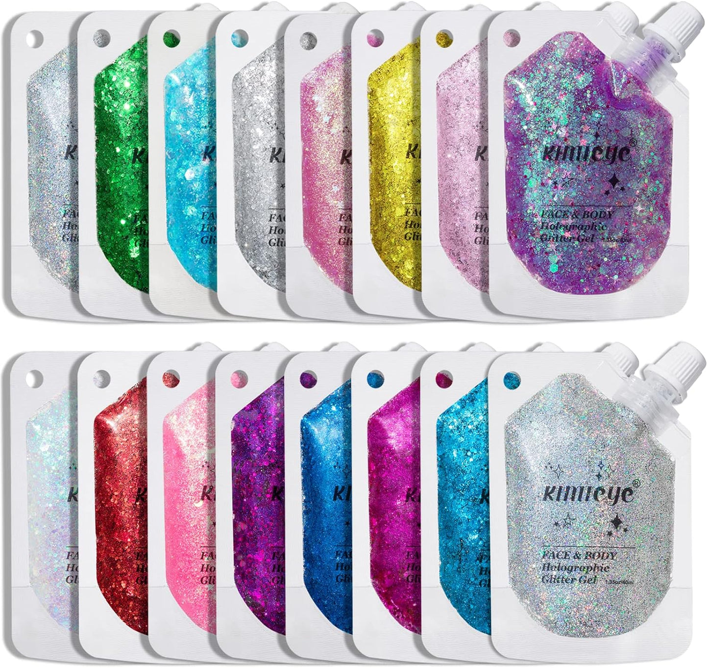 Holographic Face Glitter Gel Body Shimmer Makeup for for Hair, Face, Clavicle, Arm, Nail, Eyeshadow, Long Lasting Waterproof Mermaid Sequins Party Glitter for Rave Festival, 1.35oz (Garnet Red #14)