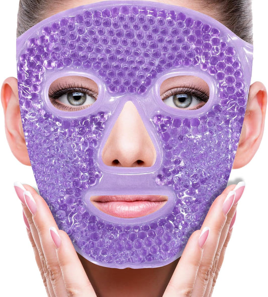 Face Eye Mask Ice Pack for Reducing Puffiness, Bags Under Eyes, Puffy Dark Circles, Migraine,Hot/Cold Pack with Soft Plush Backing (Purple #22)