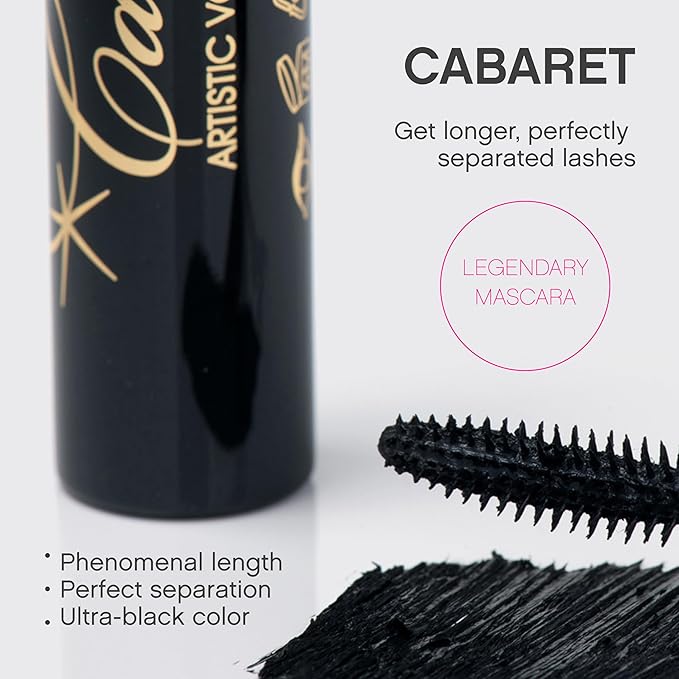 Vivienne Sabó Classic Mascara Cabaret – Volume and Length Mascara for Defined Everyday Lashes, Clean, Smudge-Resistant, Cruelty-Free, Blackest Black, Made in Italy, 0.3 fl oz
