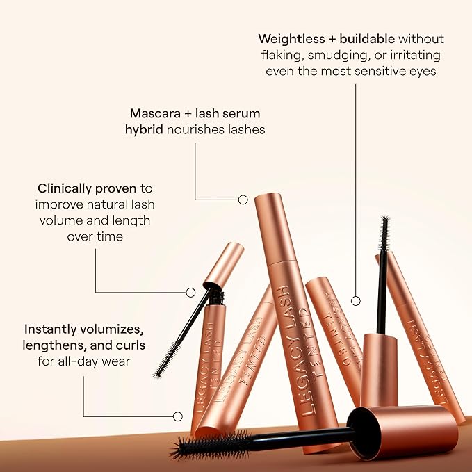 Live Tinted Legacy Lash Volumizing and Lengthening Black Mascara - Instantly Lifts, Curls & Defines - Weightless, Buildable & Flake-Free - Clean Formula Mini Size