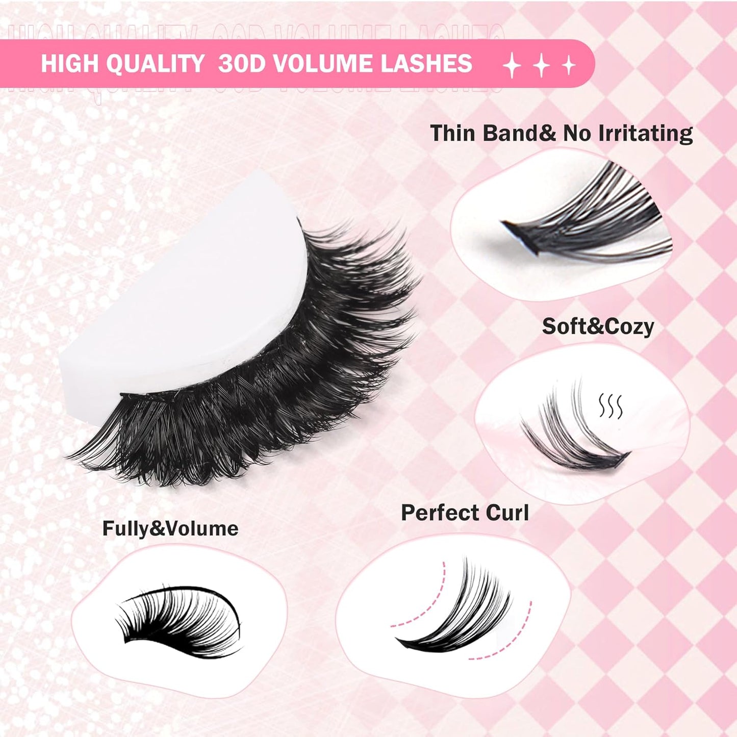 GAQQI Lash Clusters 320Pcs Individual Lashes 30D Mixed 9-16mm Eyelash Clusters C Curl Lash Clusters Look Like Mink Eyelash Extensions Thin Band Soft to Use Self Application(30D-CMIX)