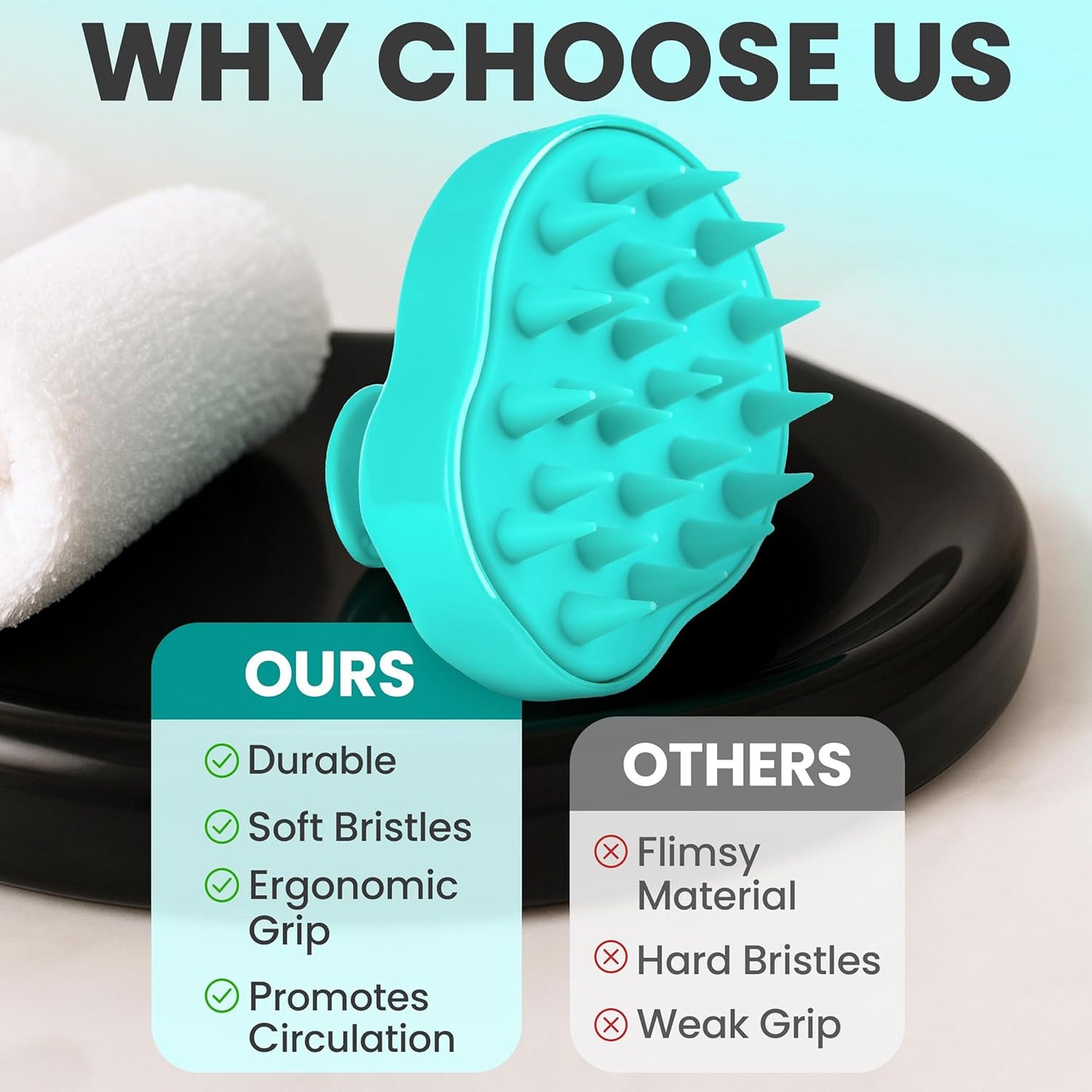 RELAXXO Scalp Massager Hair Growth – Exfoliator & Hair Scrubber for Scalp, Soft Bristles for Dandruff & Soothing Comfort, Shampoo Brush, Wet & Dry Use, Green