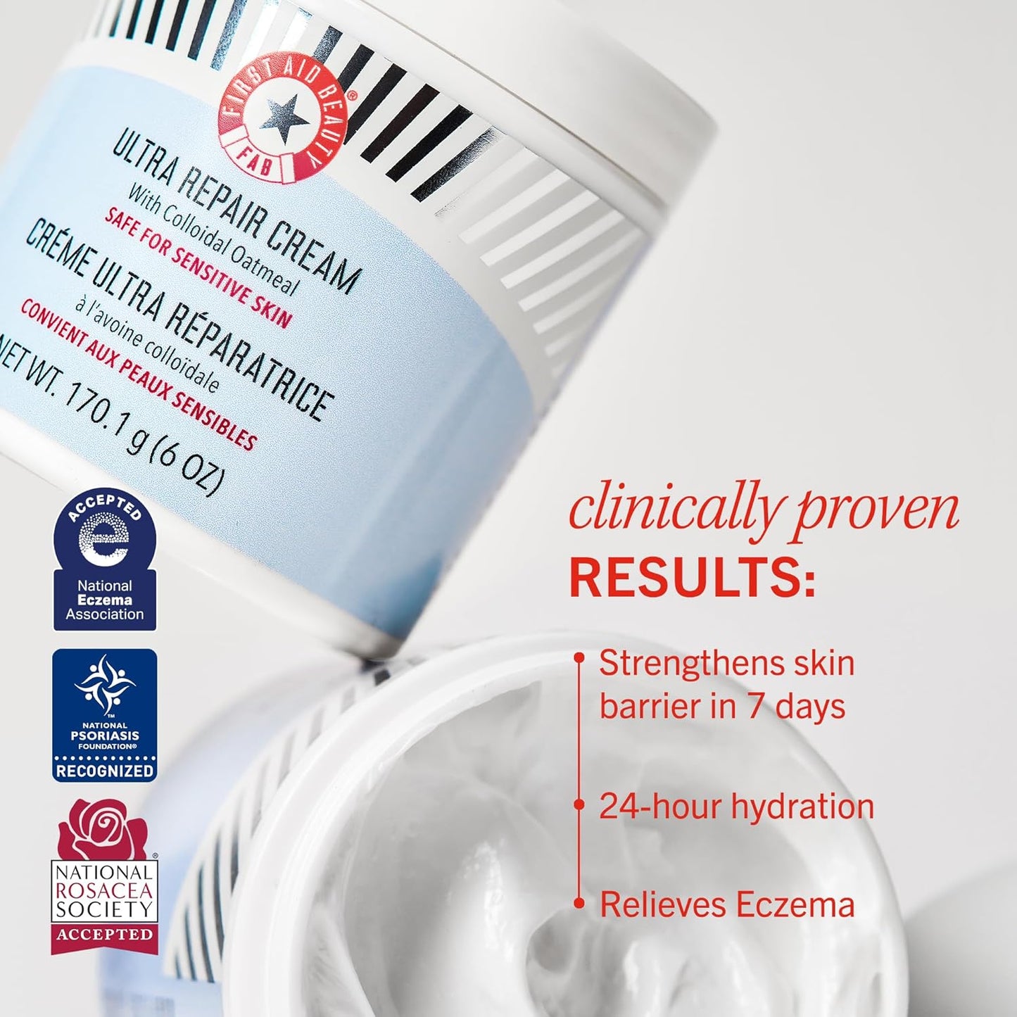 First Aid Beauty - Ultra Repair Cream, Intense Hydration Whipped Colloidal Oatmeal, Strengthens Skin Barrier in 7 Days & Helps Relieve Eczema, Luxury Face & Body Moisturizer, Grapefruit Scent, 12 oz