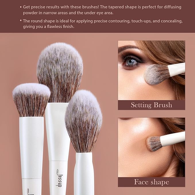 Jessup Make up Brushes 4pcs Face Makeup Brushes Set for Foundation Concealer Blush Contour Powder Highlighter, Pearl White T344