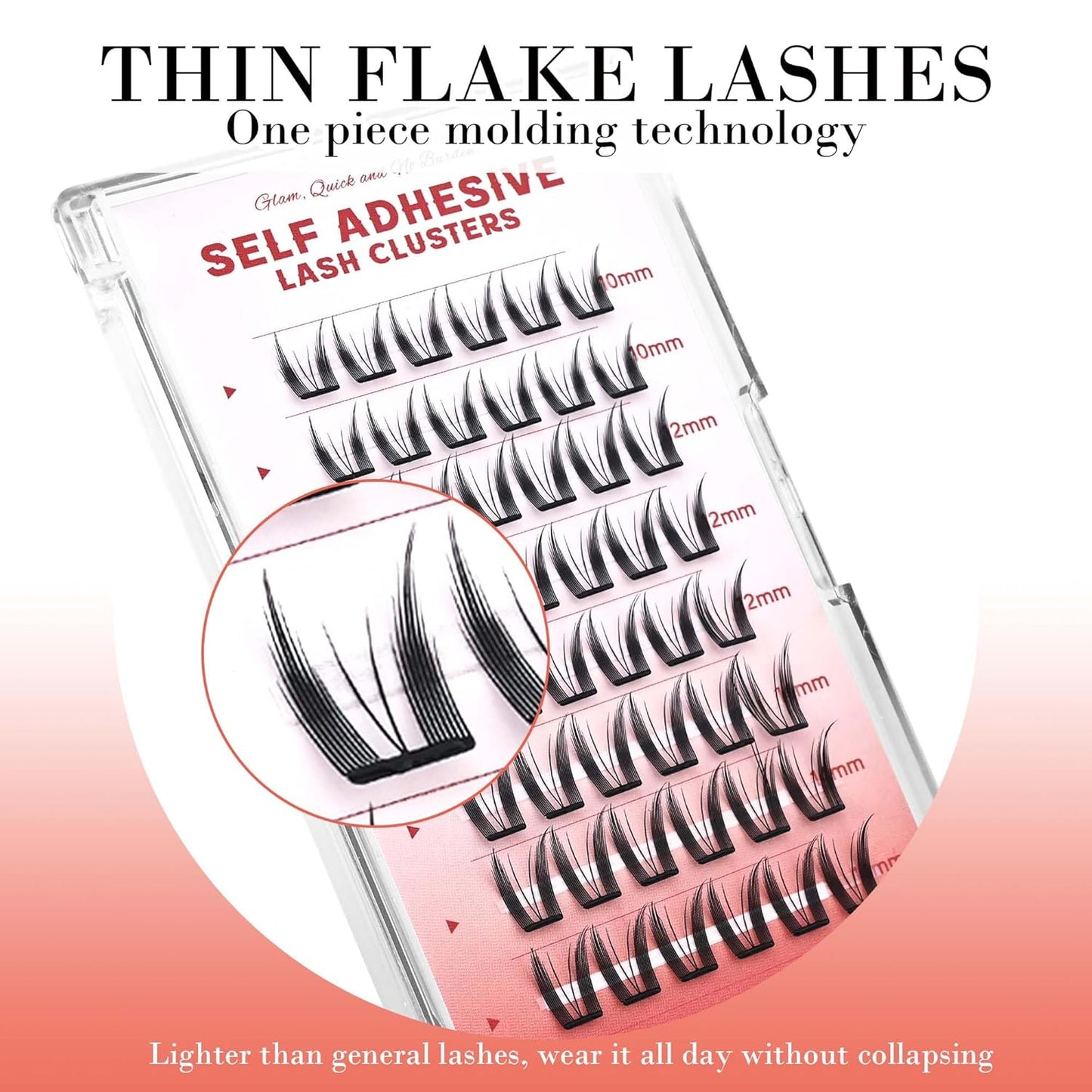 GAQQI Self Adhesive Eyelashes Lash Clusters, Press on Lashes 10-14mm Natural Wispy Cluster Lashes, Reusable No Glue Lashes C Curl, NEW-TECH Thin Flakes Pre Glued Eyelashes Clusters (PG09)