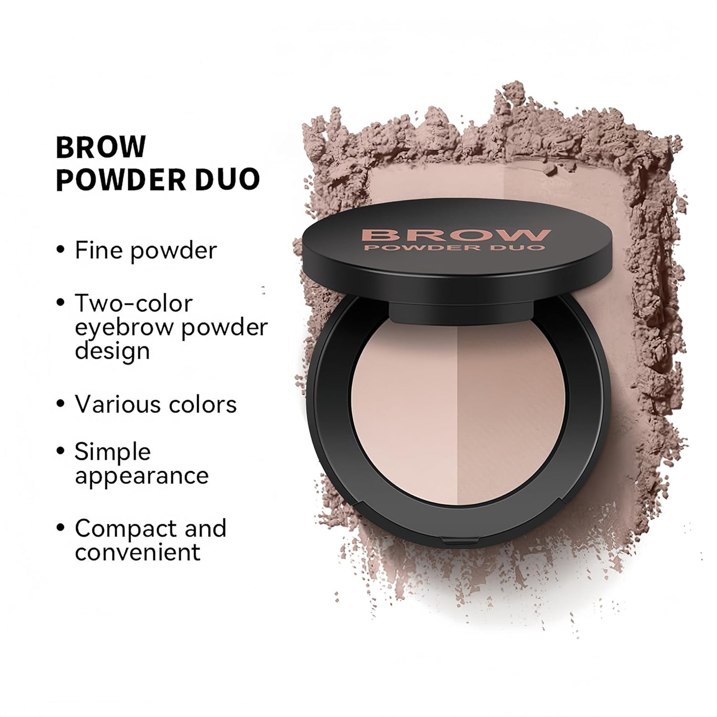 MAEPEOR Brow Powder Duo 6 Colors Natural Smooth Eyebrow Powder Professional Brow Contour Palette for Filler Defined & Sculpt (05 Ebony)