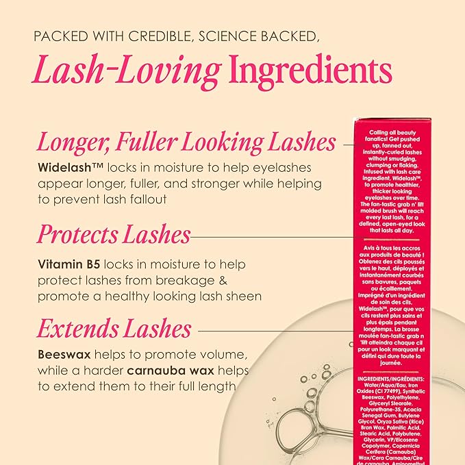 Grande Cosmetics GrandeFANATIC Fanning & Curling Mascara with Conditioning Peptides - for Longer-Looking, Lifted Lashes - Black (0.37 oz)