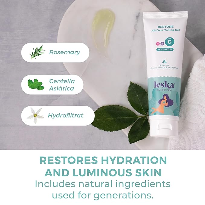 LESKA Maternity Post-Pregnancy Gel | STAGE C: RESTORE All-Over Toning Gel (Postpartum) | Part of a Complete 3 Part Pregnancy Skin Care System | New Mom Gifts (4oz)