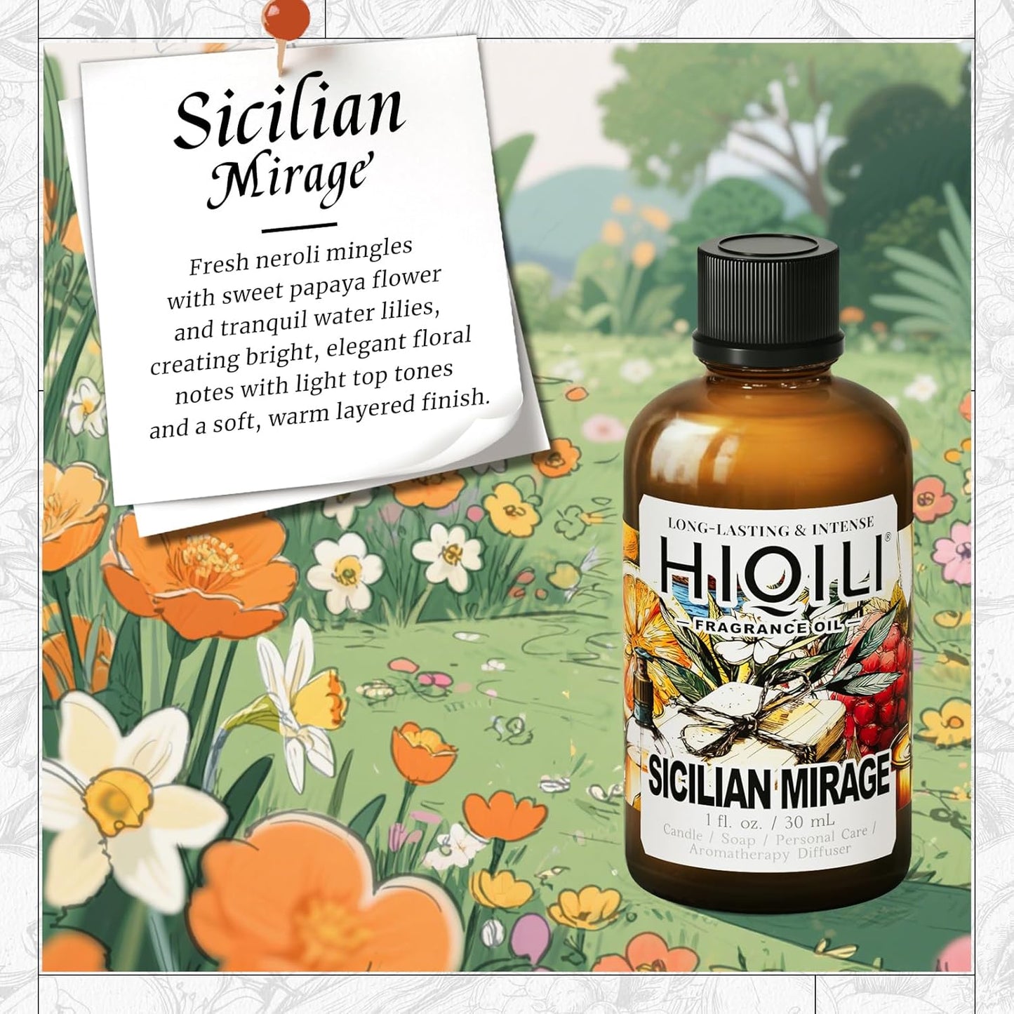 HIQILI Sicilian Mirage Fragrance Oil - Inspired by D.G-bana D-olce, Premium Oil for Candle & Hair Perfume Making, Personal Care Scenting, Luxury Scents - 1Fl Oz