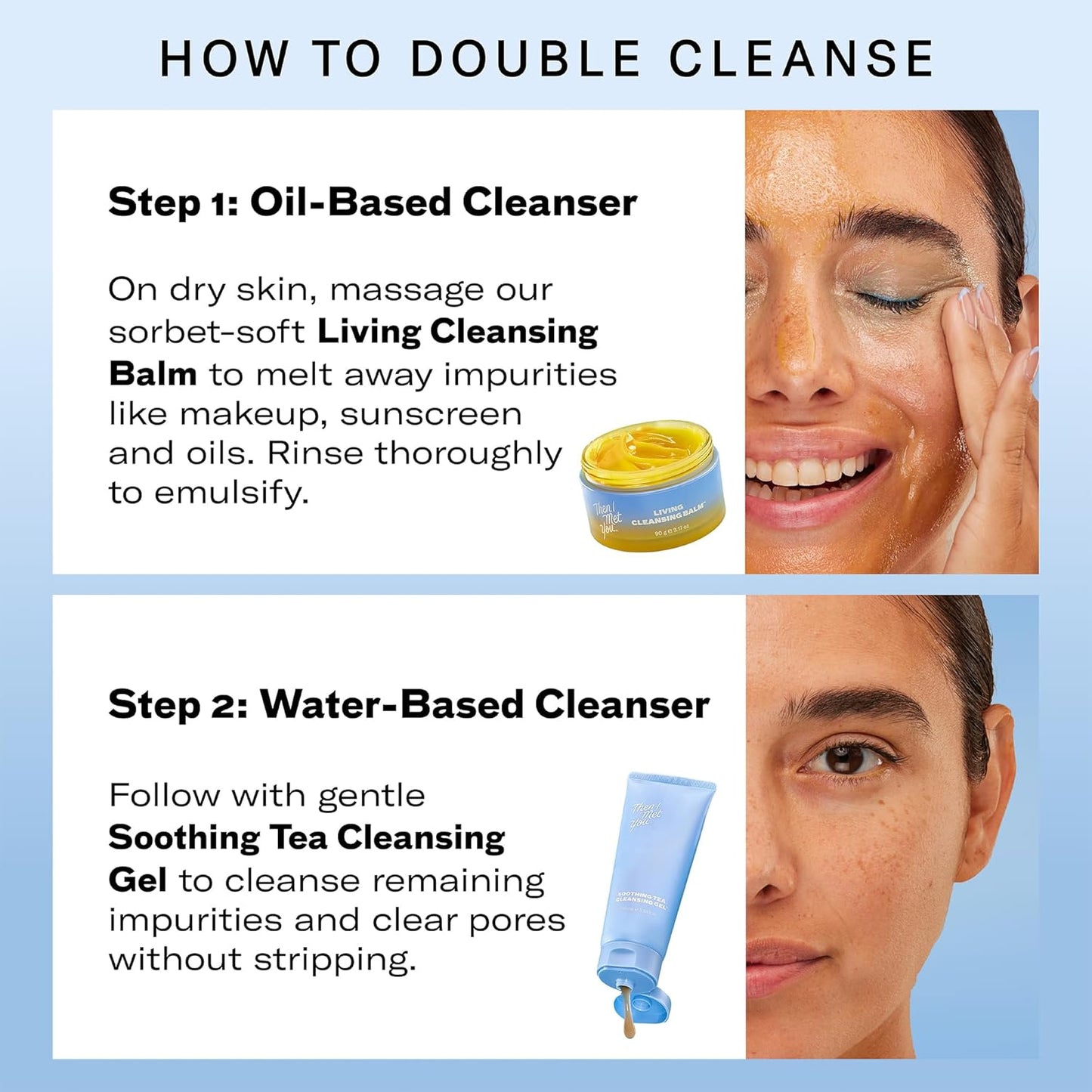 Then I Met You Soothing Tea Cleansing Gel, Hydrating Water-Based Face Cleanser with Fermented Rice Water & Green Tea, Vegan & Clean Skincare, 3.38 oz