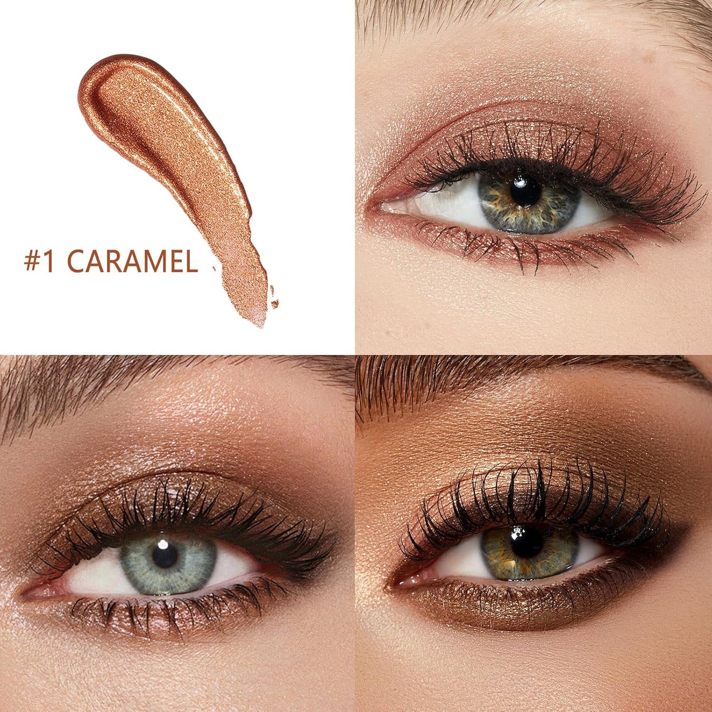 Eyeshadow Stick, Shimmer and Matte Cream Eye Shadow Brightener Sticks Eyeliner Pencil Crayon, Waterproof Long Lasting Eye Highlighter Stick Makeup,0.056 Oz(2PCS #1-Caramel+#9-Champagne)